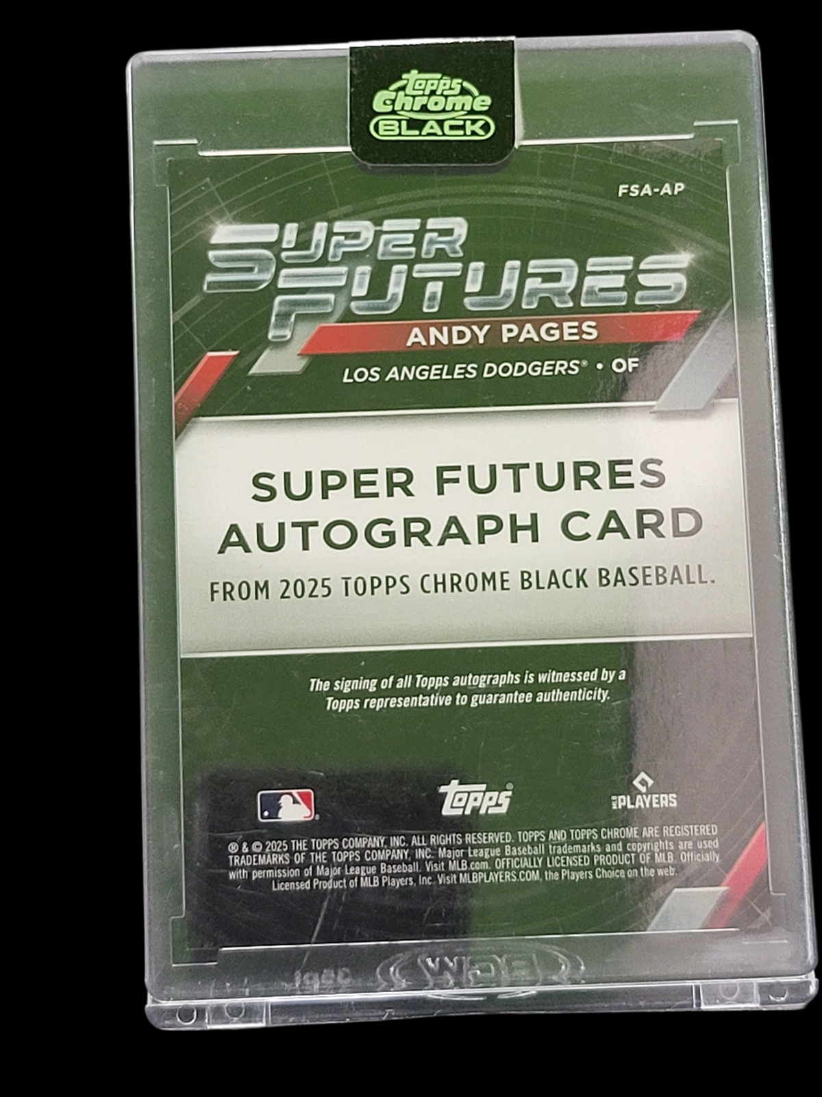 2025 Topps Chrome Black Super Andy Pages #FSA-AP Gold Super Futures Auto Card