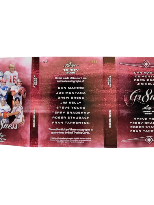 2025 Leaf Montana Young Kelly Staubach Bradshaw Tarkenton Dan Marino Brees 1/1