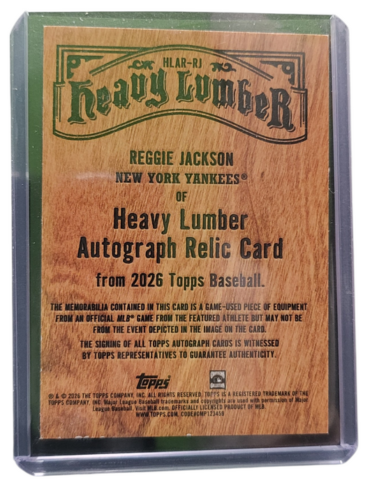 2026 Topps Baseball Heavy Reggie Jackson #HLAR-RJ Game-Used Bat Auto Relic