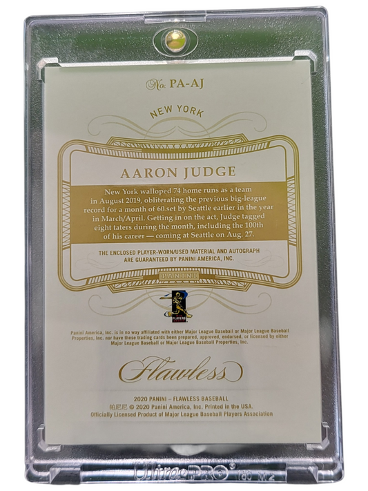 2020 Panini Flawless Baseball Aaron Judge #PA-AJ Autograph 05/10 Patch