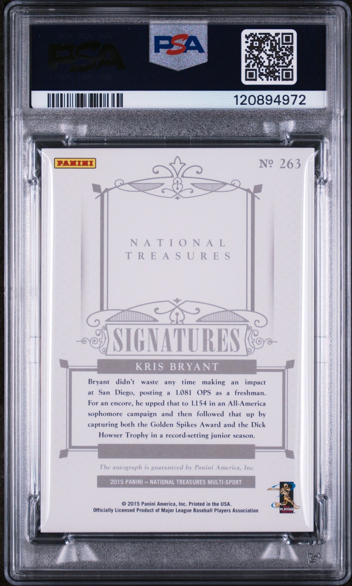 2015 National Treasures #263 Kris Bryant Signatures /99 PSA 10 120894972