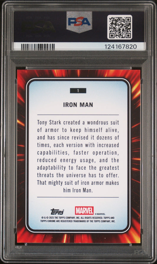 2025 Topps Chrome Marvel Gold Wave Iron Man #1 /80 PSA 8