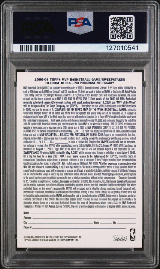 2000 Topps MVP Promotion-Unredeemed Kevin Garnett PSA 9