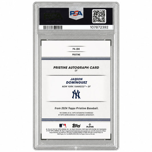 2024 Topps Pristine Pristine Autographs Autograph-Orange Pristine Jasson Dominguez #PAJDO /25 PSA 8