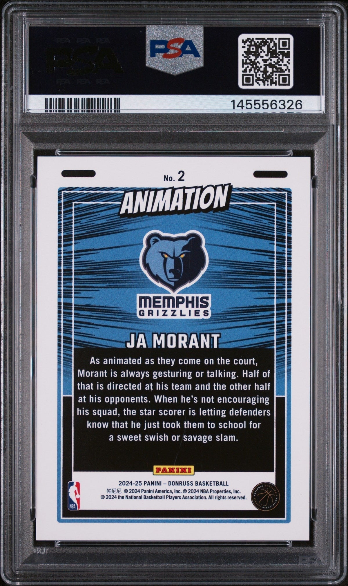 2024 Panini Donruss Animation Ja Morant #2 PSA 10