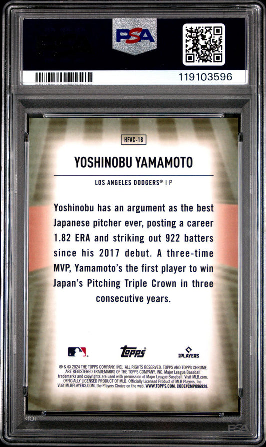 2024 Topps Chrome Update Home Field Advantage Yoshinobu Yamamoto #HFAC18 PSA 10