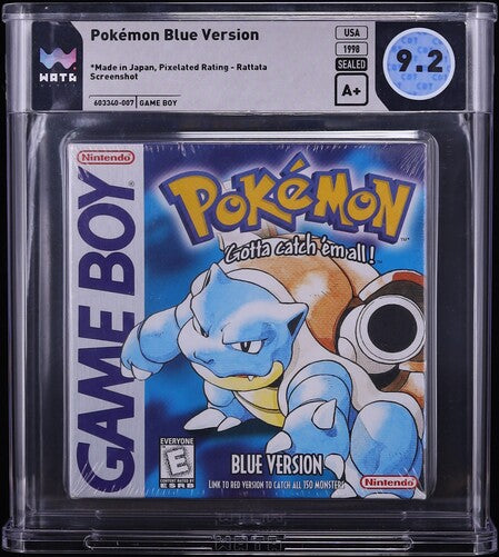 1998 POKEMON BLUE VERSION WHITE ESRB RATTATA NINTENDO GAME BOY GB WATA 9.2 A+ SEALED