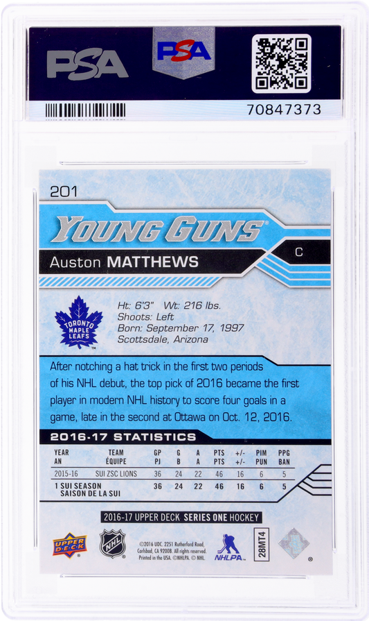 2016 Upper Deck Young Guns Auston Matthews #201 PSA 9