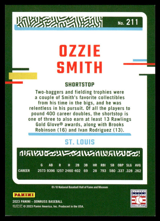 2023 Panini Donruss 211 Ozzie Smith St. Louis