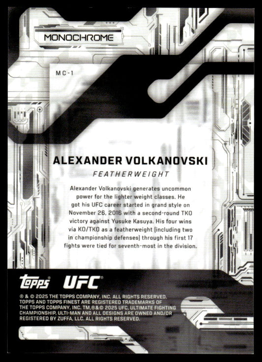 2025 Topps Finest MC-1 Alexander Volkanovski Monochrome