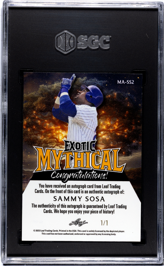 2023 Leaf Exotic Sammy Sosa #MA-SS2 Mythical Zombie Crystal 1 1 SGC 10 Auto 10