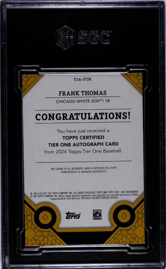 2024 Topps Tier One Frank Thomas #T1A-FTH Autograph 49 SGC 8