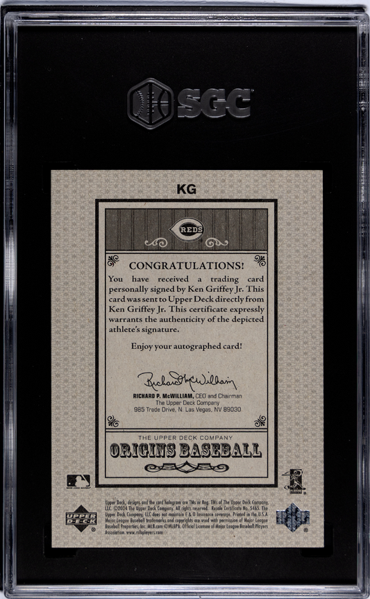 2005 Upper Deck Origins Ken Griffey JR. #KG "old Judge" Autos. SGC 8
