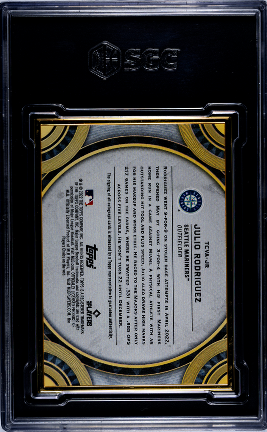 2022 Topps Transcendent Julio Rodriguez #TCVA-JR Autograph Var. Purple SGC 9.5