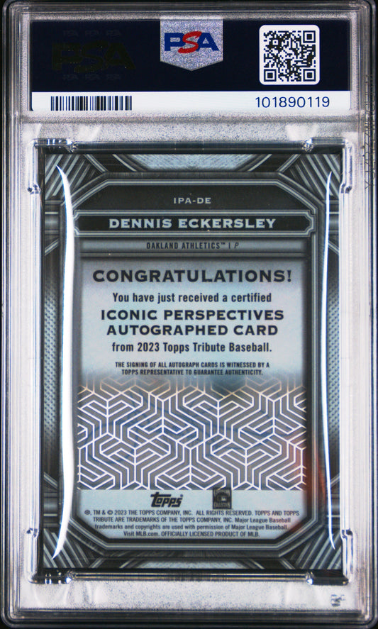 2023 Topps Tribute Perspectives Auto Dennis Eckersley #IPADE Red 01/10 PSA