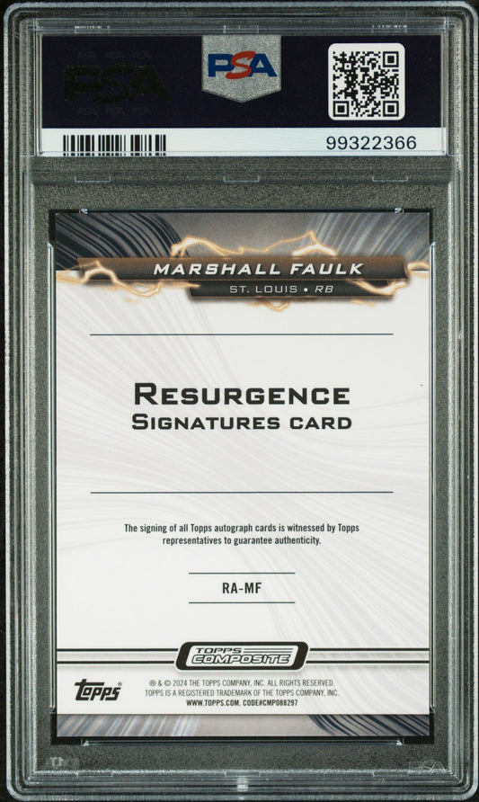 2023 Topps Resurgence Auto Marshall Faulk #RAMF Rsrgnc Superfractor 1/1 PSA 9