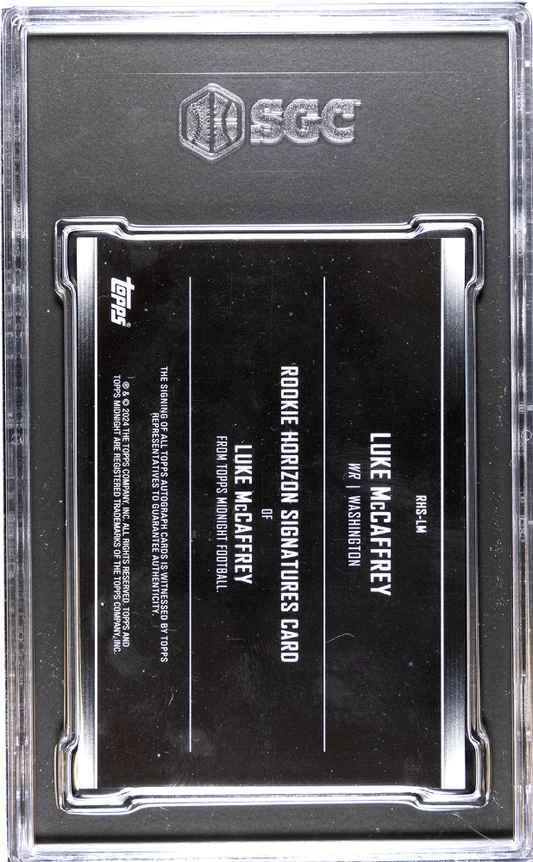 2024 Topps Luke Mccaffrey #RHS-LM RC Horizon Sigs. Twilight SGC 8 Auto 10