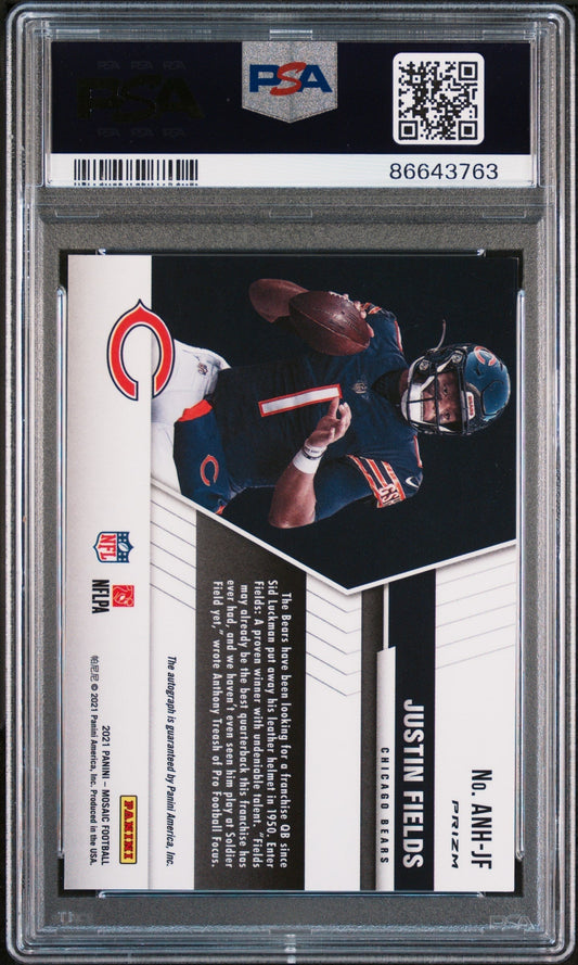 2021 Panini Mosaic Autographs No Huddle Justin Fields #ANHJF PSA 9