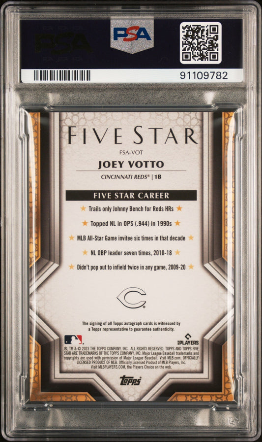 2023 Topps Five Star Autographs Joey Votto #FSAVOT Aqua PSA 8