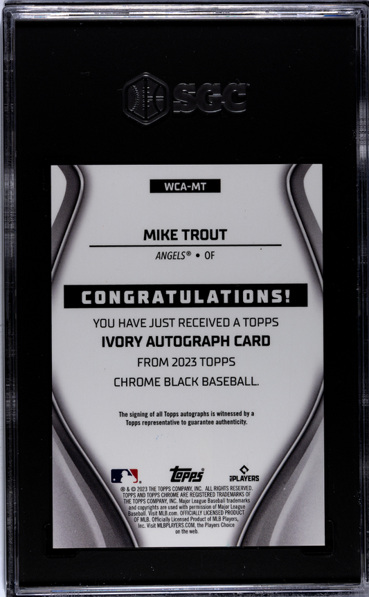 2023 Topps Black Mike Trout #WCA-MT Ivory Auto Red Trim Refractor SGC Auto 10