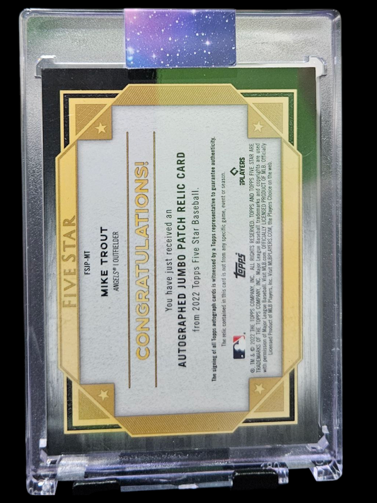 2022 Topps Five Star Mike Trout #FSA-MT Autograph Jumbo Patch 14/25