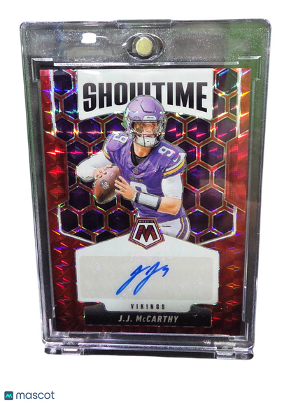 2025 Panini Mosaic Football Showtime J.J. McCarthy #SOS-JJM Red 097/199