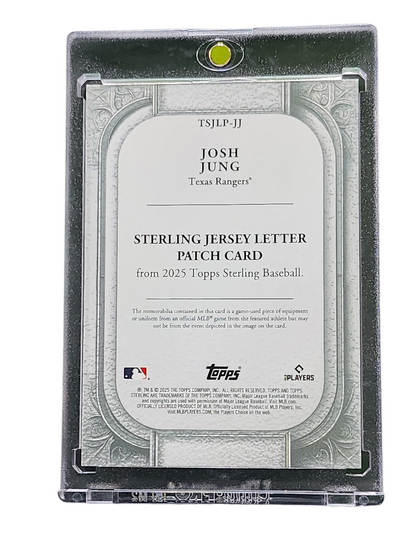 2025 Topps Sterling Josh Jung #TSJLP-JJ Game-Used Jersey Letter Patch Card