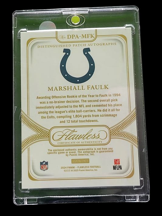 2025 Panini Flawless Marshall Faulk #DPA-MFK 07/10 Patch Memorabilia