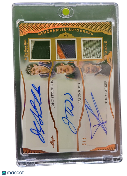 2024 Leaf John Stockton Jason Kidd Tony Parker #IGTA-6 Triple 3 / 5 Triple Auto