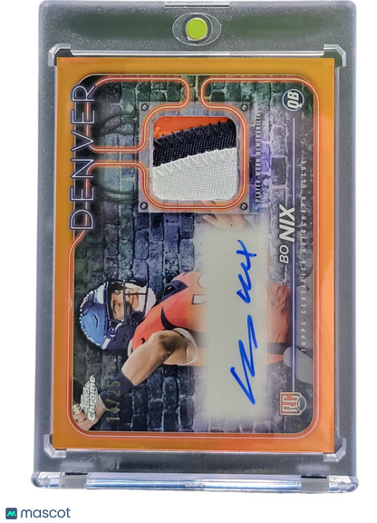 2024 Topps Chrome Bo Nix #CPA-BN Orange Player-Worn Rookie Patch Auto RC 14/25
