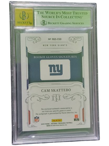 2025 Panini National Treasures Gloves 1/1 Logo Cam Skattebo #11 BGS Auto 10