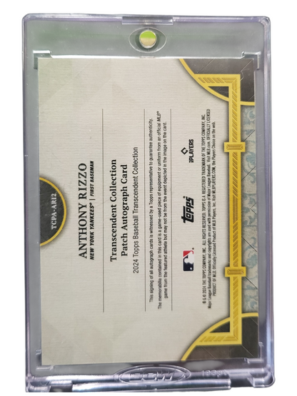 2024 Topps Transcedent Anthony Rizzo #TCPA-AR12 /15 Used Memo Patch Auto Card