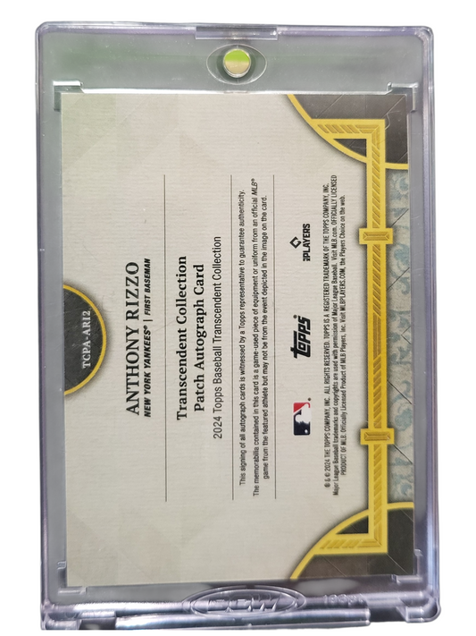 2024 Topps Transcedent Anthony Rizzo #TCPA-AR12 /15 Used Memo Patch Auto Card
