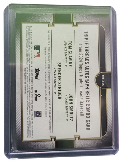 2024 Topps Triple John Smoltz Tom Glavine Spencer Strider /9  Auto Relic Game