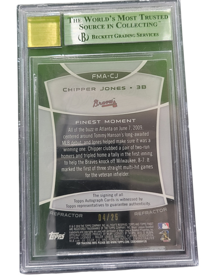 2010 Finest Finest Moments Auto Refractors Red Chipper Jones #CJ BGS  Auto 10