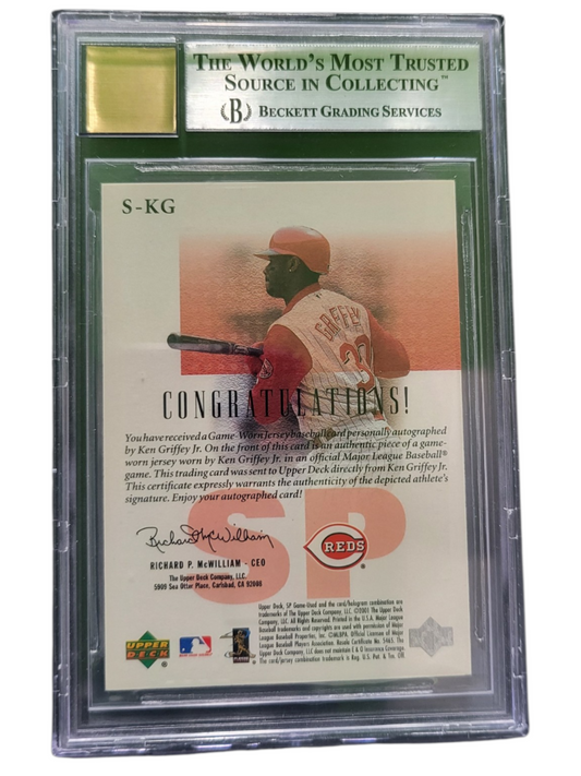 2001 SP Game Used Edition Authentic Fabric Autographs Ken Griffey Jr. #SKG BGS 9 Auto 10