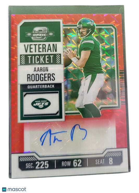 2023 Panini Contenders Optic Football Aaron Rodgers #No. 4 Red Cracked Ice 17/23