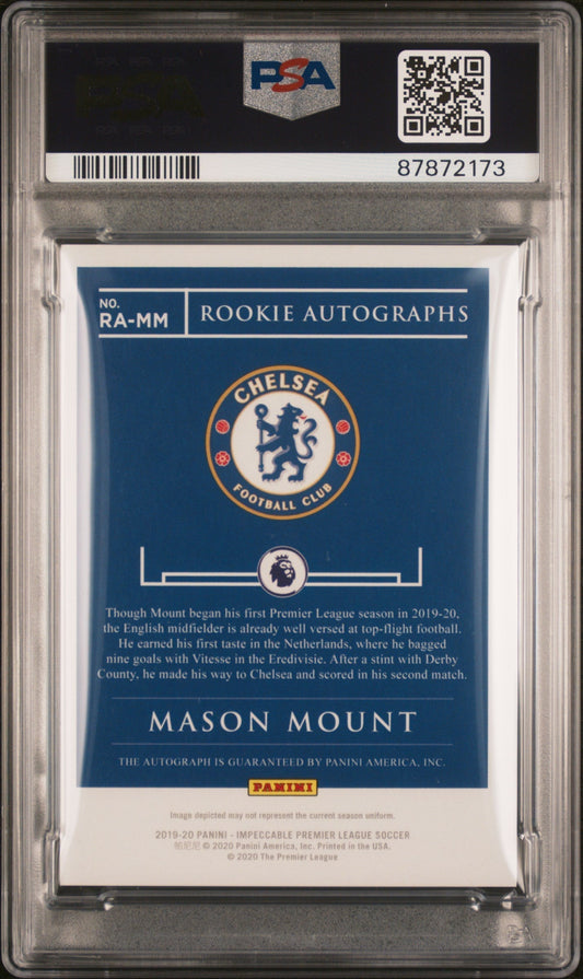 2019 Panini Impeccable Rookie Mason Mount #RA-MM RC Auto /99 PSA 8