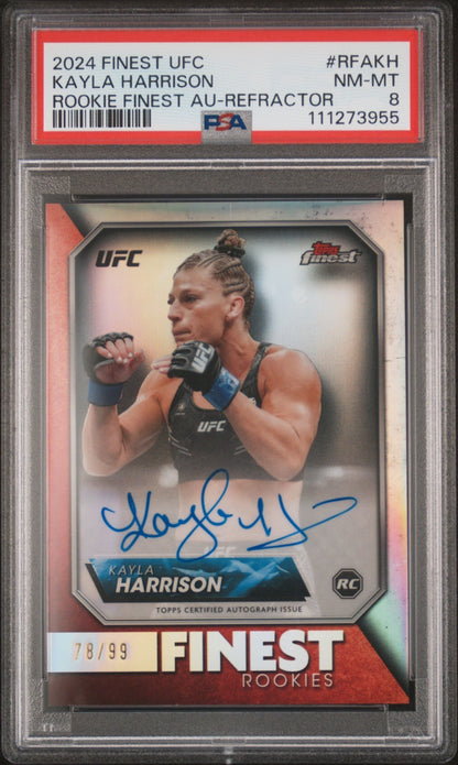 2024 Topps Finest #RFA-KH Kayla Harrison Rookie Finest Autograph /99 Auto PSA 8