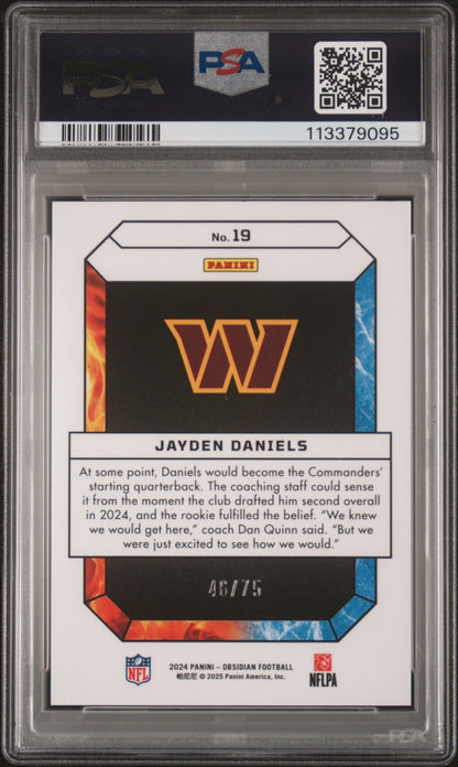 2024 Obsidian Fire and Ice Red Jayden Daniels #19 /75 PSA 10