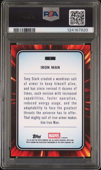 2025 Topps Chrome Marvel Gold Wave Iron Man #1 /80 PSA 8