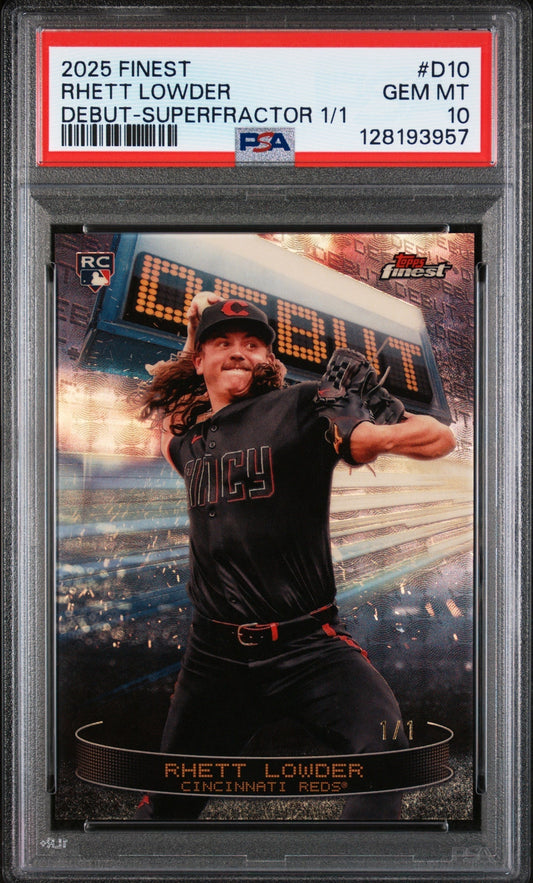 2025 Topps Finest Debut Superfractor 1/1 Rhett Lowder #D10 PSA 10