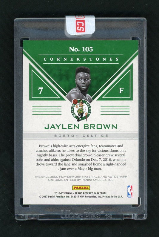 2016 Grand Reserve #105 Jaylen Brown Cornerstones Quad Patch Auto Rookie RC /10