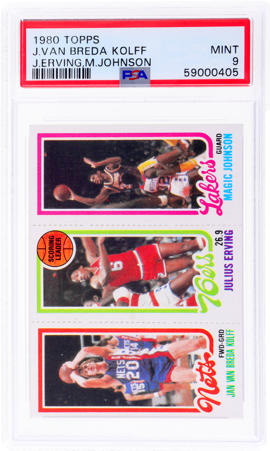 1980 Topps Scoring Leader Jan Van Breda Kolff/Julius Erving/Magic Johnson #146 PSA 9