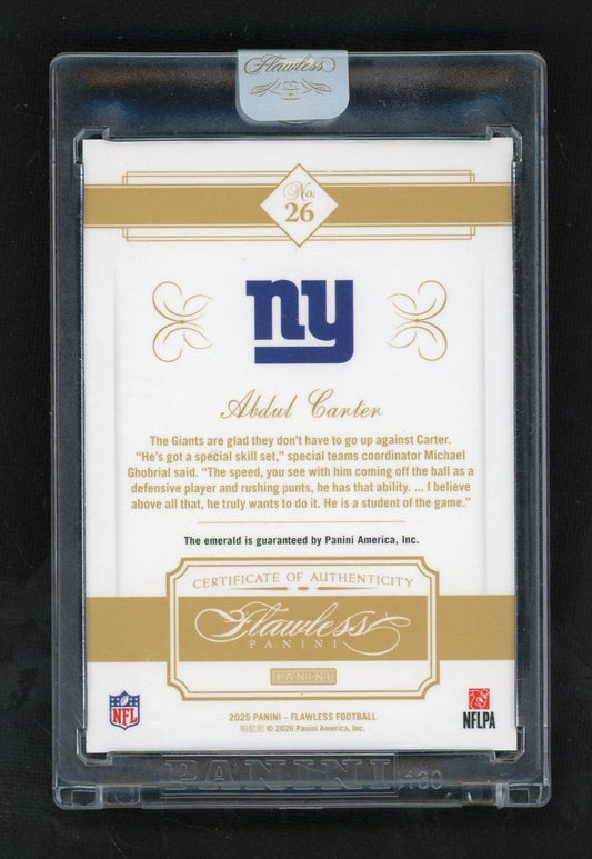 2025 Flawless #26 Abdul Carter Rookie RC Emerald Gem /5
