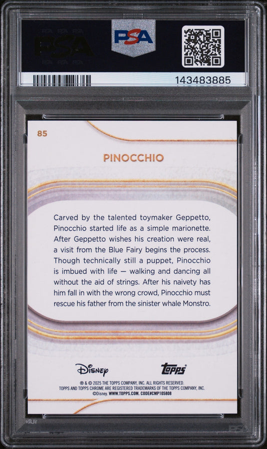 2025 Topps Chrome Disney Image Variation-Speckle Pinocchio #85 /265 PSA 10