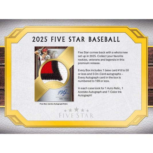 2025 Topps Five Star Baseball Hobby 3 Box Case