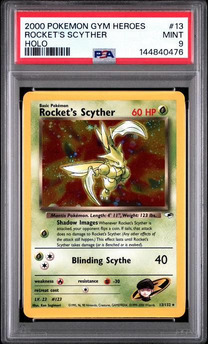 2000 Pokemon Gym Heroes Holo Rocket's Scyther #13 PSA 9