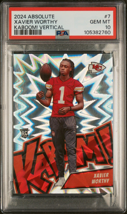 2024 Panini Absolute Kaboom! Vertical Xavier Worthy #7 PSA 10
