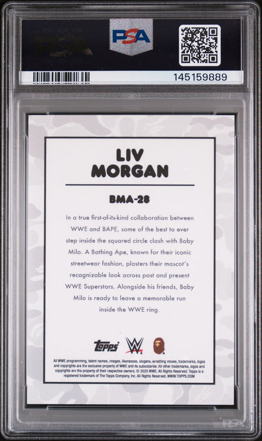 2025 Topps WWE X Bape Baby Milo Avatar Multi Camo Foil Liv Morgan #BMA-28 PSA 10